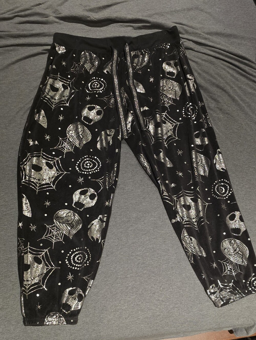 Nightmate Before Christmas Black and Silver Graphic Lounge Pants - Picture 1 of 5